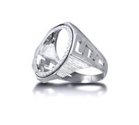 Jewelco London Men's Silver Curb Links Octagon Full Sovereign Mount Ring | Size: Z Jewelco London Silver Z