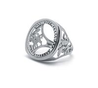 (Z) Jewelco London Men's Solid 925 Silver St George Dragon Slayer Full Sovereign Mount Ring - ARN114-F