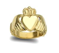 (Z) Jewelco London Men's Solid 9ct Yellow Gold Claddagh (Chladaigh) Ring - JRN104A