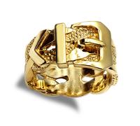 (Z) Jewelco London Men's Solid 9ct Yellow Gold Single Buckle Ring - JRN017A