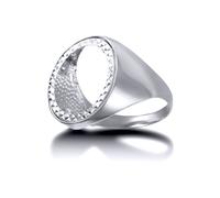 Jewelco London Men's Solid Silver Domed Polished Half Sovereign Mount Ring | Size: Z Jewelco London Silver Z
