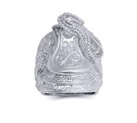 (Z) Jewelco London Rhodium Silver Carved Horse Saddle Stirrups Rope Saddle Ring - ARN158