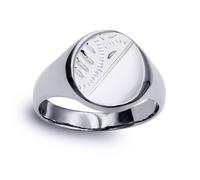 (Z) Jewelco London Solid Rhodium-plated 925 Sterling Silver Diamond Cut Round Oval Signet Ring - ARN118