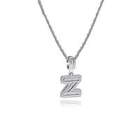 Z Letter Name Initial Alphabet Necklace Personalize Jewellery Silver Crystal Clear CZ Women Daughter Wife Mom Jewellery Birthday