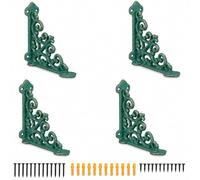 Z Metnal 4 Pack Cast Iron Shelf Brackets 4x4 Inch, Heavy Duty Decorative Corner Braces for Floating Shelves with Screws, Vintage Brown Metal Mailbox Bracket, Rustic Farmhouse Wall Decor, Green