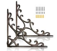 Z METNAL Cast Iron Shelf Brackets, 10 Inch Wall Shelves Bracket, Wrought Iron Corner Brackets, Wall Shelving Bracket for DIY Floating Shelves, 2 Pcs