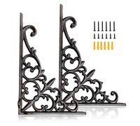 Z METNAL Cast Iron Shelf Brackets 2 Pcs, Decorative Shelves Bracket for Wall, Victorian Wall Shelf Supports, Antique Shelving Bracket for DIY Floating Shelves for Bedroom Kitchen Living Room Bathroom