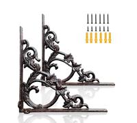 Z metnal Cast Iron Shelf Brackets, 240mm Antique Decor Shelves Bracket, Wrought Iron Corner Brackets,Victorian Scroll Wall Decorative, Modern Shelving Bracket for DIY Floating Shelves, 2 Pcs