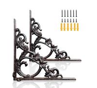 Z METNAL Cast Iron Shelf Brackets, 9.5 Inch Wall Shelving Bracket, Wrought Iron Brackets for Shelves, Victorian Scroll Wall Decorative Support for Bedroom Kitchen Garden DIY Floating Shelves, 2 Pcs