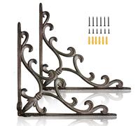 Z metnal Cast Iron Victorian Scroll Shelf Brackets, 10 Inch Decor Shelves Bracket, Wrought Iron Corner Brackets,Wall Decorative, Modern Shelving Bracket for DIY Floating Shelves, 2 Pcs