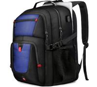 Z-MGKISS Extra Large Travel Backpack, 17.3" TSA-Approved Rucksack with USB Port, Anti-Theft Business & College Bag Fits 17" Laptop, Dark Blue