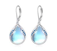 Z-Moonstone Sterling Silver Celtic Knot Dangle Earrings - Filigree Leverback Earrings for Women - Celtic Jewellery Gifts for Daughter or Mother