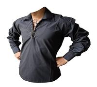 Z&N PRODUCTS Black Scottish Highland Jacobite Jacobean Ghillie Kilt Shirt (M)
