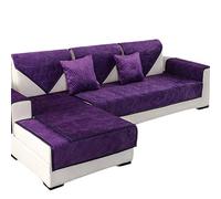 Z-one Plush Sofa cover Sectional, Anti-slip Solid color Sofa slipcover With Knitted edges Furniture protector For L shape couch Not sold by sets-purple 90x180cm(35x71inch)
