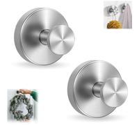 Z-oneMart 2PCS Suction Cup Hooks, Premium Stainless Steel Suction Hooks, Bathroom Suction Hooks,Towel Suction Hooks for Bathroom, Shower Hooks for Wall Glass Mirror Smooth Surface(Sliver)