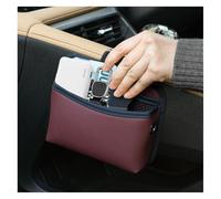 Z-oneMart Car Organiser Front Seat Car Leather Cup Holder Gap Bag, Car Seat Gap Filler PU Leather Car Organiser for Coins Glasses Storage, Mobile Phones, Cards, Keys, Sunglasses (Red)