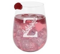 Z Personalised Monogram Initial Etched Gin Glass - Engraved Name Stemless Glass for Birthday Gift - Custom Name Gift for Her or Him - 590ml