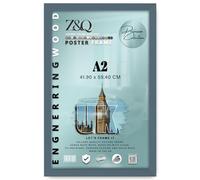 Z&Q | Artistic MDF Photo Frame A2 (41.90 x 59.40 CM) Decorative Wooden Texture, Hanging Poster Holder 16 x 23 Modern Display, 419 x 594 mm [ Dark Grey ]