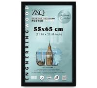 Z&Q Black 55 x 65 cm Poster Frame Crystal Clear Aclyic Front Picture Photo Frame 65x55cm MDF Wood Backing With Both Ways Hanging Hooks - Wall Mount Frames Home Office Decor