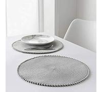 Z&Q BROS LTD Fabulous Style Grey Round Pom Pom Placemats 4pk stylish Tableware Essential