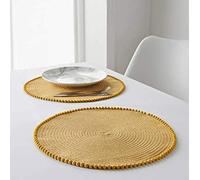 Z&Q BROS LTD Fabulous Style Ochre Round Pom Pom Placemats 4pk stylish Tableware Essential