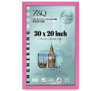 Z&Q | Classic MDF Poster Frame (76.20 x 50.80 CM) Wood Finish, Wall Mounted Display 20 x 30 Inch Elegant Art & Certificate Holder [ Pink ]