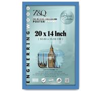 Z&Q - Classic MDF Wood Finish 20 x 14 Inch Poster/Picture Frame | Sleek & Sturdy (50.80 x 35.56 CM) Eton Wood Frame for Home Décor and Art [ Blue ]
