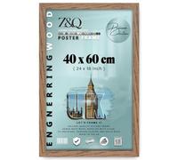 Z&Q - Elegant MDF Wood Finish (40 x 60 CM) Poster Frame | Modern Design 24 x 16 Inch Great for Artwork, Wall Décor, and Home Décor [ Dark Oak ]