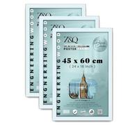 Z&Q Elegant Medium 45x60 cm Solid MDF Flat Poster Frame - Premium Textures with UV Perspex, Metal Clips Ideal for Home, Office, Gallery, or Studio Display -[White]