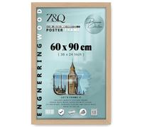 Z&Q | Engineered Wood Wall Frame (60 x 90 CM) Elegant Brown Photo Display, Premium MDF Wood Finish 24 x 36 Inch Aesthetic Poster Holder, 600 x 900 mm [ Beech ]