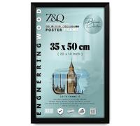 Z&Q - Flat Durable MDF Wood (35 x 50 CM) Poster Frame | Stylish Wall Décor 20 x 14 Inch for Home Décor, Art, and Wall Gallery [ Matt Black ]