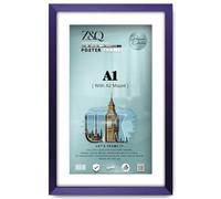 Z&Q - Flat MDF Wood Finish A1 (59.40 x 84.10 cm) Picture Frame with A2-(41.90 x 59.40 cm) White Mount Portrait/Landscape Display 33 x 23 Inch Perfect for Room Interior [ Purple ]