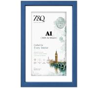 Z&Q - Flat MDF Wood Finish A1 (59.40 x 84.10 cm) Picture Frame with A2-(41.90 x 59.40 cm) White Mount Portrait/Landscape Display 33 x 23 Inch Perfect for Room Interior [ Blue ]