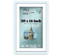 Z&Q - Flat Modern MDF Wood 20 x 16 Inch Picture Frame with 43.18 x 30.48 cm White Mount Perfect for Wall Gallery (50.8 x 40.64 cm) for Art, Posters & Room Decor [ White ]