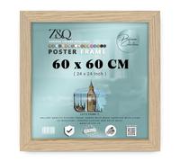Z&Q - Flat Modern MDF Wood (60 x 60 CM) Picture Frame | Perfect for Wall Gallery 24 x 24 Inch for Art, Posters & Room Decor [ Oak ]