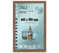 Z&Q - Flat Modern MDF Wood (60 x 90 CM) Picture Frame | Perfect for Wall Gallery 36 x 24 Inch for Art, Posters & Room Decor [ Walnut ]