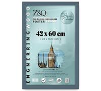 Z&Q Large Poster Frame 42x60 cm Mdf Wood Portrait & Horizontal Wall Hanging Shatterproof Front Wall Hanging Photos Canvas Pictures Home Office School Art Gallery (Dark Grey)