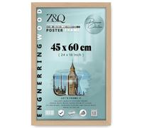 Z&Q Large Poster Frame 45cm x 60cm Large Picture Frames Shatter-Resistant Perspex Portrait & Landscape Display Frames for Wall Decoration Photos Canvas Paintings Art Gallery (Beech)