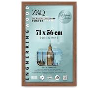 Z&Q Large Poster Frame In Size 51x76cm Photo Frame 20x30 Inch Clear Plexiglass Front Wall Mount Portrait or Landscape Living Room Hallway Home Office Decor (Walnut)