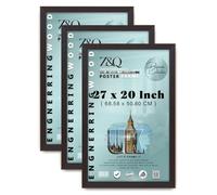 Z&Q Mahogany Flat Style Engineered Wood Frame 68.58 x 50.80 cm (27 x 20 in) MDF moulding 30mm x 15mm 2mm flexible Perspex front Large size 3-pack | Slim profile wall display gallery ready UV