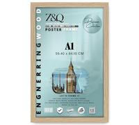 Z&Q | MDF Picture Frame A1 (59.40 x 84.10 CM) A1 (84.10 x 59.40 cm) for Auto-Shop Posters, Car Blueprints & Vintage Vehicle Art, Elegant MDF Build, Secure Wall Display [ Oak ]