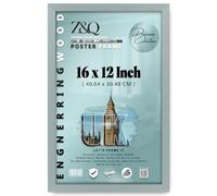 Z&Q | Minimalist MDF Photo Frame (40.64 x 30.48 CM) Natural Wood Texture, Classic Art Display 12 Inch x 16 Inch Modern Wall Mount, 406.4 x 304.8 mm [ Silver ]