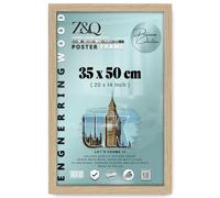 Z&Q | Modern MDF Picture Frame (35 x 50 CM) Engineered Wood, Gallery-Style Poster Holder 20" x 14" Elegant Home Décor [ Oak ]