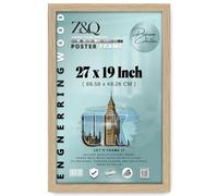 Z&Q Oak Flat Style Poster Frame 68.58 x 48.26 cm, MDF Wood, 2mm Perspex Glass - Gallery Wall Display, Large Picture Frame