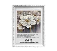 Z&Q Ornate Shabby Chic White Frame 45 x 60 cm Vintage Design Photo Poster Display Wall Hanging For Print Picture With Clear Perspex MDF backboard