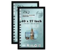 Z&Q pack of 2 Aesthetic MDF Wall Frame (101.60 x 68.58 CM) Wooden Art Frame, Home & Office Display 27 Inch x 40 Inch Stylish Mount, 1016 x 685.8 mm [ Black ]