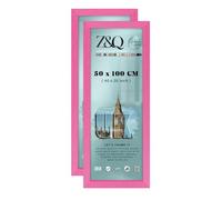 Z&Q pack of 2 Engineered Wood MDF Poster Frame (50 x 100 CM) Classic Wall Display 40" x 20" Sturdy Picture Frame [ Pink ]