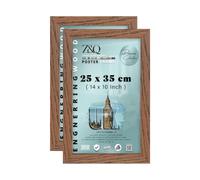 Z&Q Pack of 2 Flat Classic MDF Wood Finish (25 x 35 CM) Poster Frame | Ideal for Wall Décor & Art 14 x 10 Inch Frame for Home Decor [ Dark Oak ]