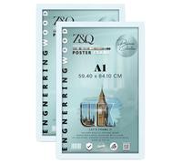 Z&Q Pack of 2 Flat Classic MDF Wood Finish A1 (59.40 x 84.10 CM) Poster Frame | Ideal for Wall Décor & Art 33 x 23 Inch Frame for Home Decor [ White ]