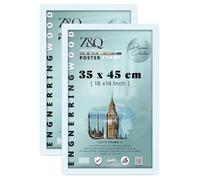 Z&Q Pack of 2 Flat Stylish MDF Wood (35 x 45 CM) Poster/Picture Frame | Great for Framing 18 x14 Inch Posters, Photos, and Art [ White ]